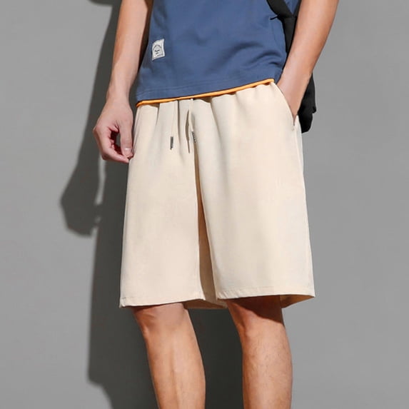 Chbgutlmr Mens Casual Shorts Drawstring Wide Leg Knee Length Loose Fitted Shorts Summer Comfy Basic Plain Shorts