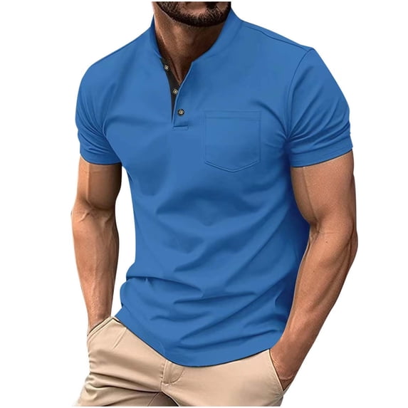 Chbgutlmr Mens Dress Shirts Notched V Neck Button Shorts Sleeve Tee Shirts Work Office Casual Summer Tops