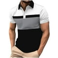 thumbnail image 1 of Chbgutlmr Mens Dress Shirts Summer Lapel Neck Button Short Sleeve T Shirts Loose Casual Color Block Tops, 1 of 7
