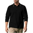 thumbnail image 1 of Chbgutlmr Mens Fall Shirts Button V Neck Basic Long Sleeve Solid Color Loose Casual Golf Stylish Tops, 1 of 8