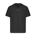 thumbnail image 1 of Chbgutlmr Mens Hooded Shirts Short Sleeve Full Zipper Drawstring Tee Tops Casual Summer Cotton Solid Shirts, 1 of 5