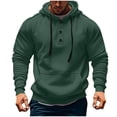 thumbnail image 1 of Chbgutlmr Mens Hoodies Quarter Button Long Sleeve Drawstring Sweatshirt Fall Winter Casual Sports Pullover with Pocket, 1 of 5