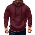 thumbnail image 1 of Chbgutlmr Mens Hoodies Quarter Button Long Sleeve Drawstring Sweatshirt Fall Winter Casual Sports Pullover with Pocket, 1 of 5