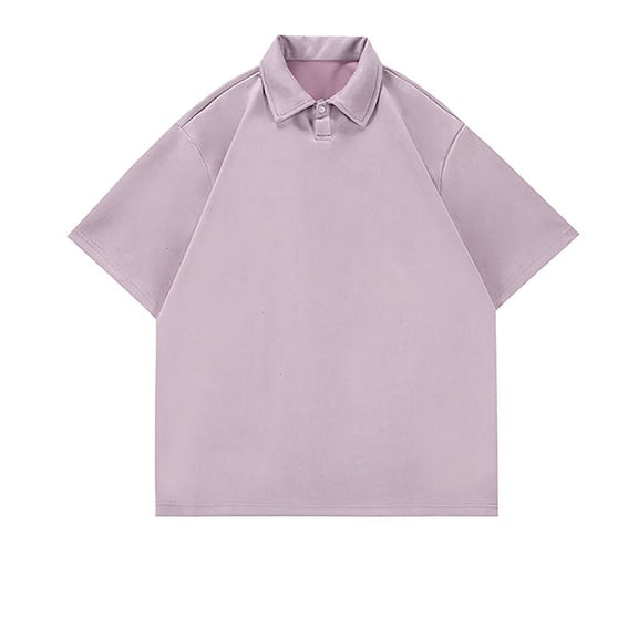 Chbgutlmr Mens Oversized T-Shirts Short Sleeve Turn down Collar Button Tops Casual Loose Summer Solid Color Tops