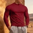 thumbnail image 1 of Chbgutlmr Mens Shirts Long Sleeve Standing Collar Stretch T-Shirts Casual Fall Workout Solid Color Undershirts, 1 of 5
