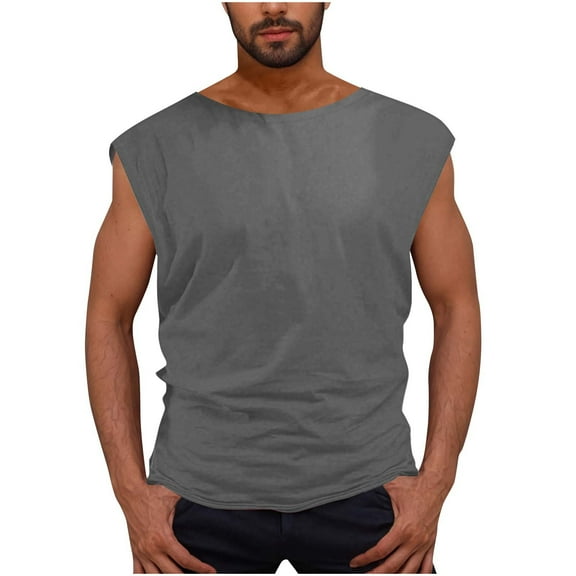 Chbgutlmr Mens Shirts Plus Size Round Neck Cap Sleeve Loose Tee Shirts Casual Comfy Summer Tank Tops