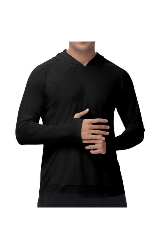 Mens Shirts Sun Protective Hoodies Long Sleeve Thumb Hole Lightweight Shirts Tops Solid Color
