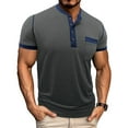 thumbnail image 1 of Chbgutlmr Mens Short Sleeve Shirts Crew Neck Color Blocked Loose T-Shirts Casual Summer Comfy Tops with Pockets, 1 of 6