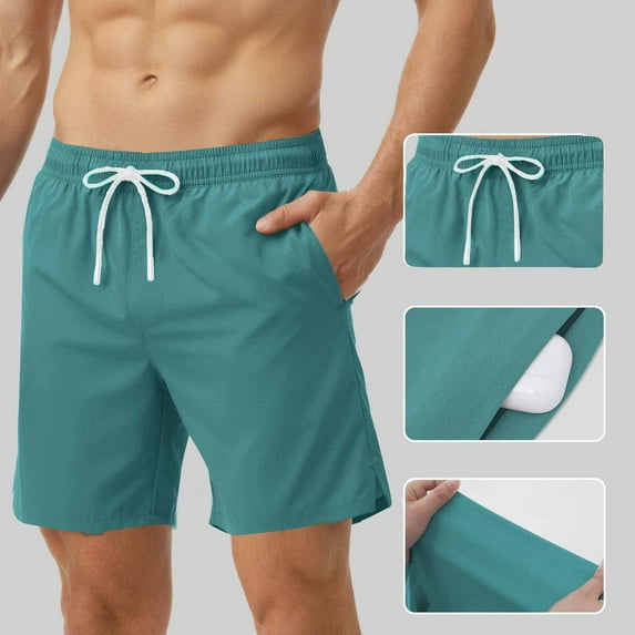 Chbgutlmr Mens Shorts Casual Loose Summer Beach Shorts Drawstring Lined High Waist Knee Length Wide Leg Breathable Shorts