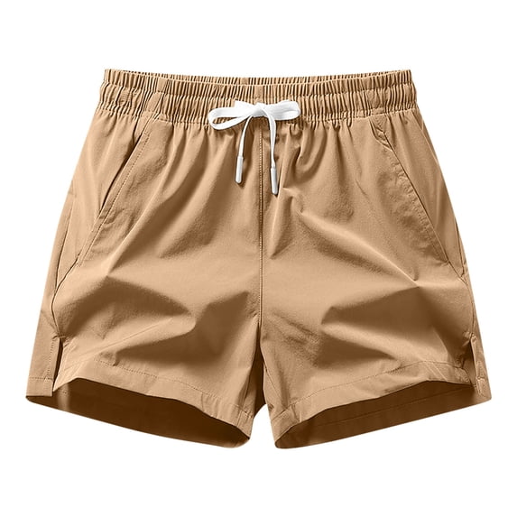 Chbgutlmr Mens Shorts Drawstring Elastic Waist Slit Hem Shorts with Pockets Casual Summer Comfy Plain Basic Shorts