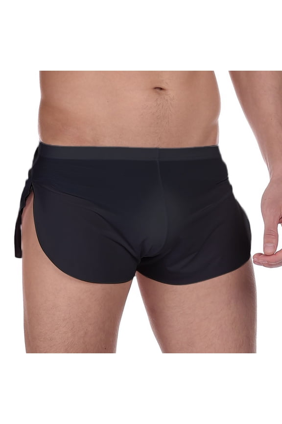 Mens Shorts with Large Split Side Elastic Waist Fitted Shorts Casual Summer Comfy Loungewear Solid Color Shorts