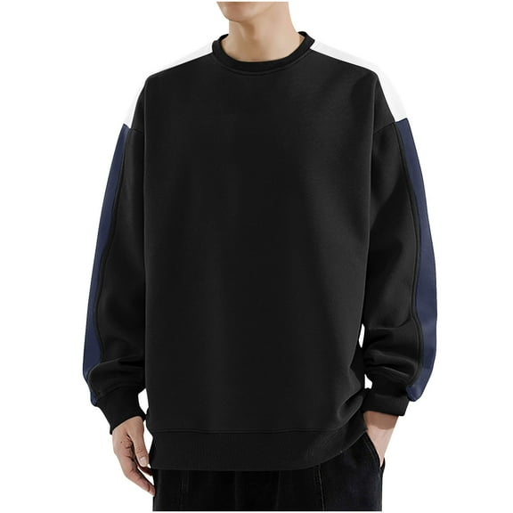 Chbgutlmr Mens Sweatshirt Color Block Drop Shoulder Long Sleeve Sweat Shirt Casual Fashion Crewneck Pullover with No Hood
