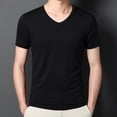 thumbnail image 1 of Chbgutlmr Mens T-Shirt Tops Short Sleeve V Neck Tops Casual Fitted Summer Solid Color Basic Dailywear Tops, 1 of 6
