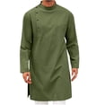 thumbnail image 1 of Chbgutlmr Mens Tops Button Stand Collar Side Split Mid Long Blouse Loose Lightweight Casual Shirts Tops, 1 of 5