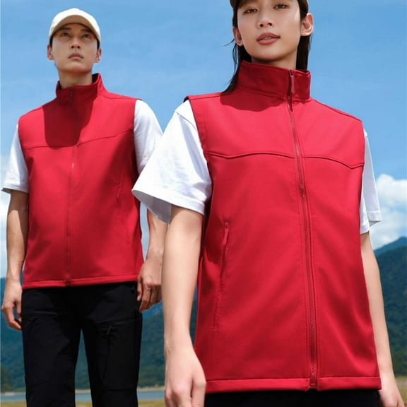 Chbgutlmr Mens Vests Sleeveless Full Zipper Standing Collar Tops with Zip Pockets Casual Comfy Outdoor Vests
