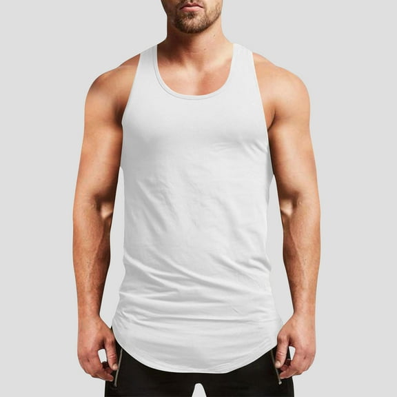 Chbgutlmr Mens Workout Tank Tops Sleeveless Curved Hem Tee Shirts Casual Summer Stretch Athletic Gym Shirts