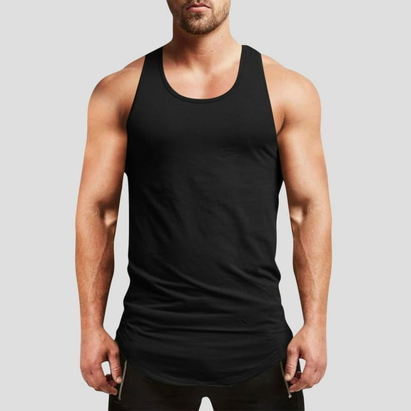 Chbgutlmr Mens Workout Tank Tops Sleeveless Curved Hem Tee Shirts Casual Summer Stretch Athletic Gym Shirts