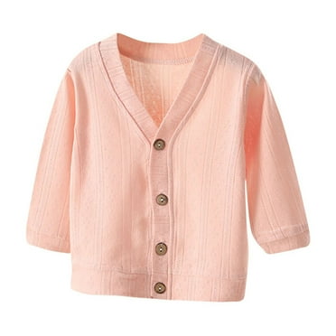 Chbgutlmr Newborn Baby Cardigans Long Sleeve Hollow out Knit Sweater Unisex Infant Button V Neck Sweaters