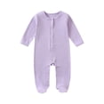 thumbnail image 1 of Chbgutlmr Newborn Baby Clothes Boy Girls Toddler Footed Button Onesie Fall Infant Comfy Solid Color Clothing, 1 of 3