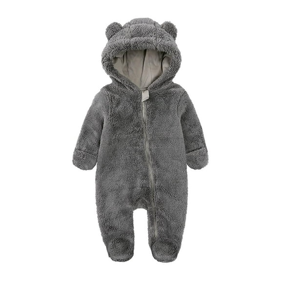 Chbgutlmr Newborn Baby Clothes Infant Footed Onesie Hoodies Boy Girl Winter Fleece Warm Cute Toddler Jumpsuit
