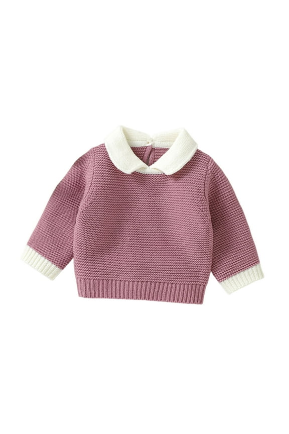 Newborn Baby Clothes Toddler Boy Girl Knit Sweaters Kids Lapel Collar Comfy Cute Tops 0-9 Months