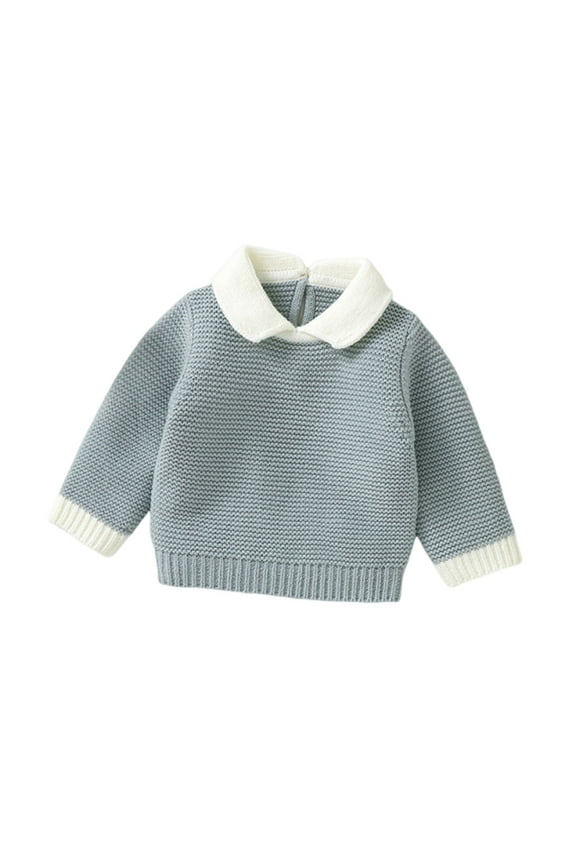 Newborn Baby Clothes Toddler Boy Girl Knit Sweaters Kids Lapel Collar Comfy Cute Tops 0-9 Months