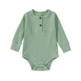 thumbnail image 1 of Chbgutlmr Newborn Baby Clothes Unisex Toddler Half Button Long Sleeve Bodysuit Infant Boy Girls Fall Rompers, 1 of 3