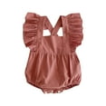 thumbnail image 1 of Chbgutlmr Newborn Baby Girl Clothes Ruffle Sleeveless Bodysuit Rompers 1 Piece Outfits Solid Color, 1 of 7