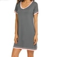 thumbnail image 1 of Chbgutlmr Nightgowns for Women Short Sleeve V Neck Color Block Comfy Sleepwear T Shirts Dress Loose Soft Loungewear Nighty, 1 of 2