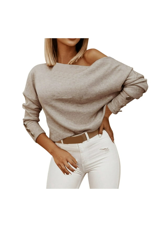 Off The Shoulder Tops for Women long Sleeve Shirts Loose Dressy Casual Oversized Trendy Blouses
