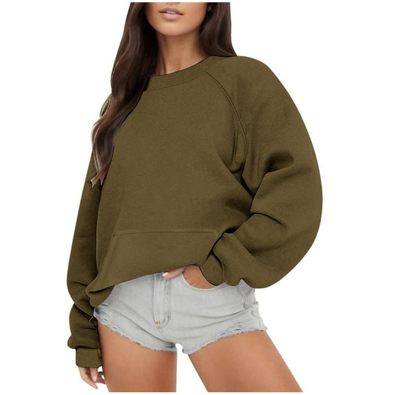 Chbgutlmr Oversized Sweatshirt for Women Crewneck Fleece Sweatshirts Loose Fitted Pullover Tops