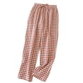 thumbnail image 1 of Chbgutlmr Pajama Pants Women Plaid Printed Drawstring Elastic Waist Loose Casual Homewear Trousers Fall, 1 of 8