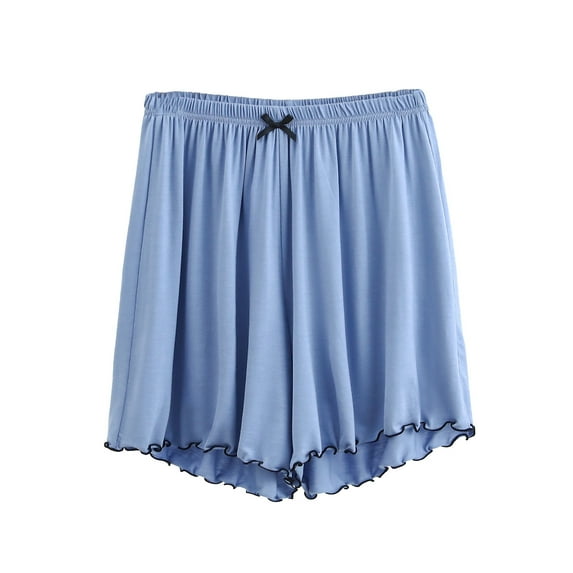 Chbgutlmr Pajama Shorts for Women Loungewear Soft Elastic Waisted Summer Loose Comfy Ruffle Bow-Tie Shorts