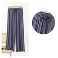 thumbnail image 1 of Chbgutlmr Pajamas Pants for Women Elastic Waist Wide Leg Drawstring Pleated Lounge Pants Casual Loose Comfy Homewear Pants, 1 of 5