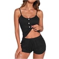 thumbnail image 1 of Chbgutlmr Pajamas for Women Set Button Spaghetti Strap Camisole Tops Drawstring Shorts Slim Fitting Homewear Pjs Sets, 1 of 3