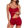thumbnail image 1 of Chbgutlmr Pajamas for Women Set Button Spaghetti Strap Camisole Tops Drawstring Shorts Slim Fitting Homewear Pjs Sets, 1 of 3