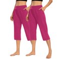 thumbnail image 1 of Chbgutlmr Pants for Women 2pc Capris Mid Waisted Cropped Athletic Summer Casual Loose Trousers Pockets, 1 of 9
