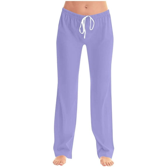 Chbgutlmr Pants for Women Plus Size Drawstring Loose Comfy Loungewear Solid Color Elastic Waist Trousers