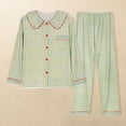 thumbnail image 1 of Chbgutlmr Plaid Pajamas Set for Women Long Sleeve Button down Lapel Shirts Elastic Waist Pants Casual Comfy Loungewear Homewear Pjs Sets, 1 of 3