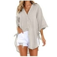 thumbnail image 1 of Chbgutlmr Plus Size Button down Shirts for Women High Low Hem Long Sleeve Side Split Blouses Tops Fashion, 1 of 5