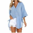 thumbnail image 1 of Chbgutlmr Plus Size Button down Shirts for Women High Low Hem Long Sleeve Side Split Blouses Tops Fashion, 1 of 5