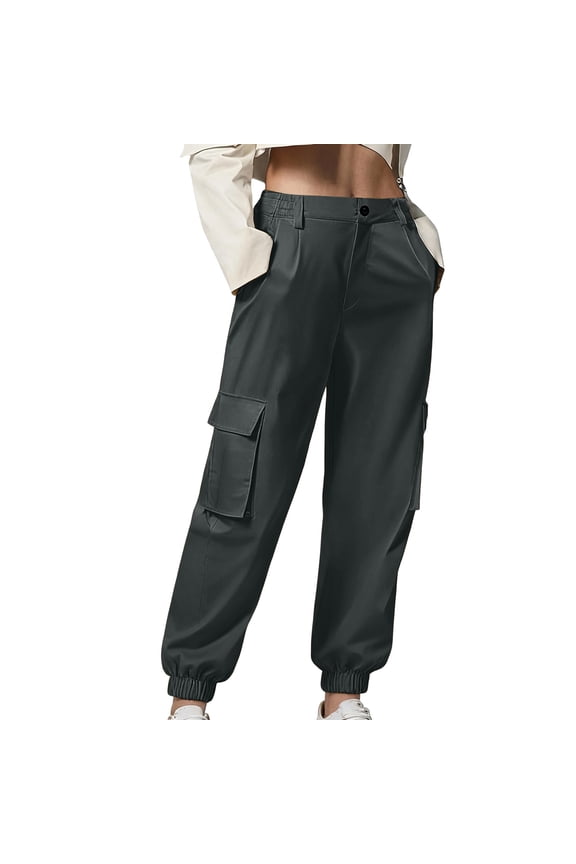 Plus Size Cargo Pants for Women Cinch Bottom Elastic Waist Trousers Casual Fitted Workout Outdoor Pants with Multi Pockets