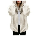 thumbnail image 1 of Chbgutlmr Plus Size Jackets for Women Fall Winter Drawstring Fleece Warm Comfy Hooded Outerwear Jacket Zippered Fuzzy Coats, 1 of 6