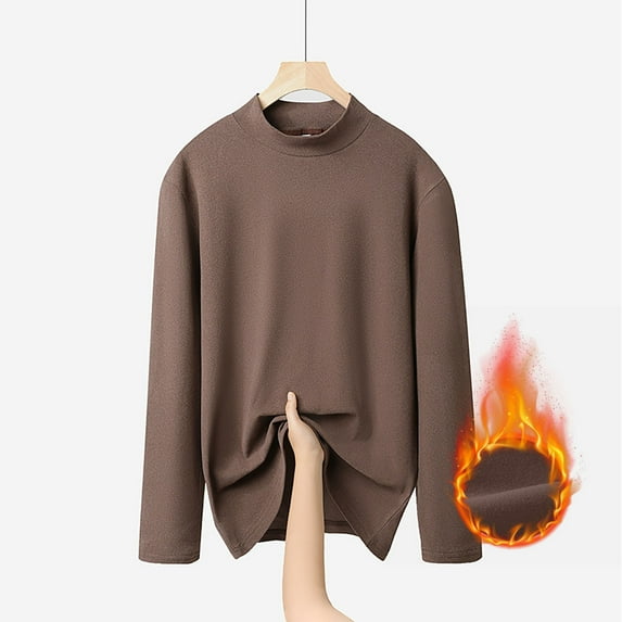 Chbgutlmr Plus Size Light Fleece Lined Tops for Women Long Sleeve High Neck Undershirts Casual Loose Fall Comfy Dailywear Tops