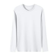 Chbgutlmr Plus Size Tops for Men Crewneck Long Sleeve Thermal Undershirts Solid Color Fall Casual Pullover