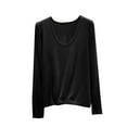 thumbnail image 1 of Chbgutlmr Plus Size Tops for Women Crewneck Long Sleeve Soft Homewear Shirts Loose Comfy Undershirts, 1 of 6