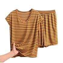 Chbgutlmr Plus Size Womens Pajama Sets Summer V Neck Cap Sleeve Tops Elastic Waisted Shorts Loose Soft Outfits