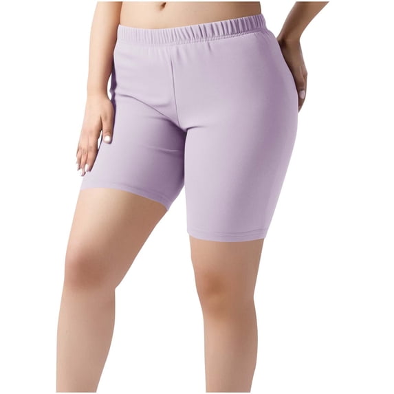 Chbgutlmr Plus Size Yoga Shorts for Women Elastic Waist Slim Fitted Shorts Casual Summer Stretch Workout Plain Bottom Shorts