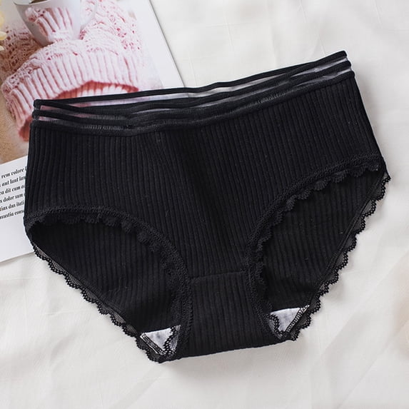 Chbgutlmr Ribbed Briefs for Women Lace Patchwork Full Coverage Panties Comfy Stretch Cute Underwear