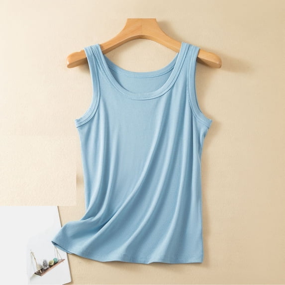 Chbgutlmr Ribbed Tank Tops for Women Sleeveless Round Neck Tee Tops Casual Comfy Summer Loungewear Homewear Solid Shirts